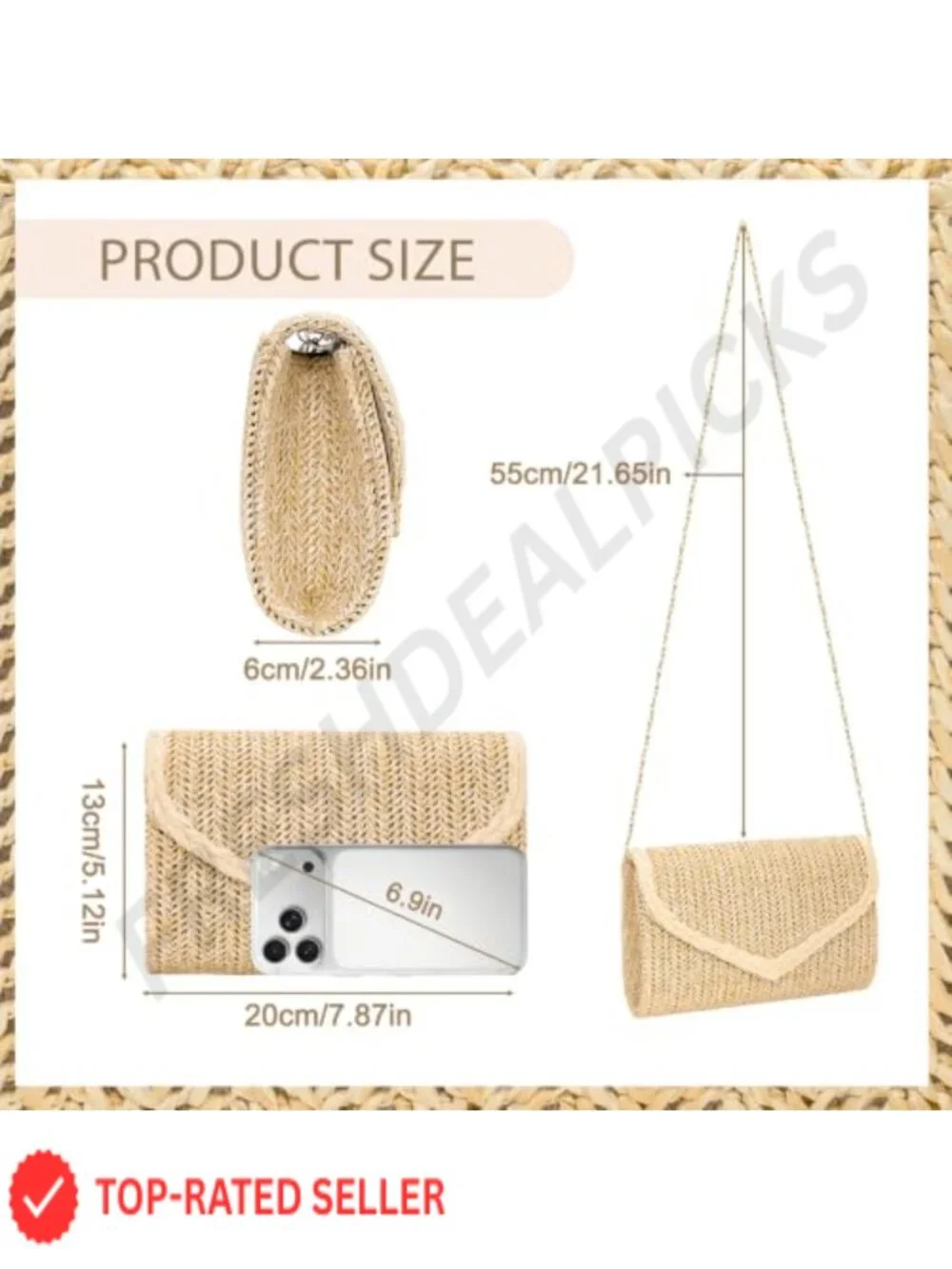 Straw Clutch Purse for Women Envelope Evening Handbag Beach Wedding